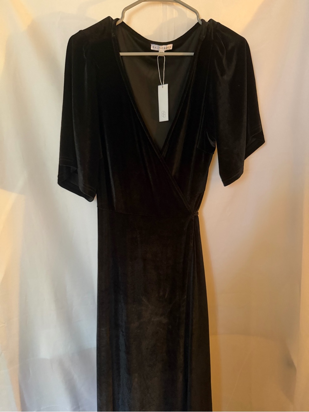 Baltic Born wrap around Black Velvet Wrap Maxi Dress
